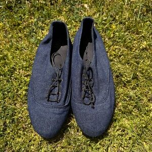 Lace Up Denim Flat Shoes by Cooperative de Creation